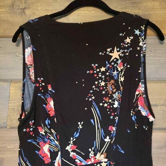 Free People Floral Sleeveless Wrap Tunic Top Size Small Black & Red - Picture 7 of 16